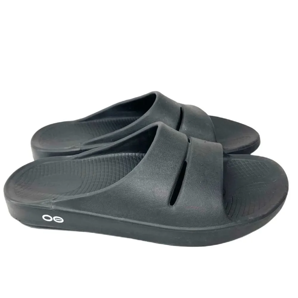 Oofos OOahh Slide Women’s 8 Black Recovery Sandals Orthopedic Shoes Flip Flops